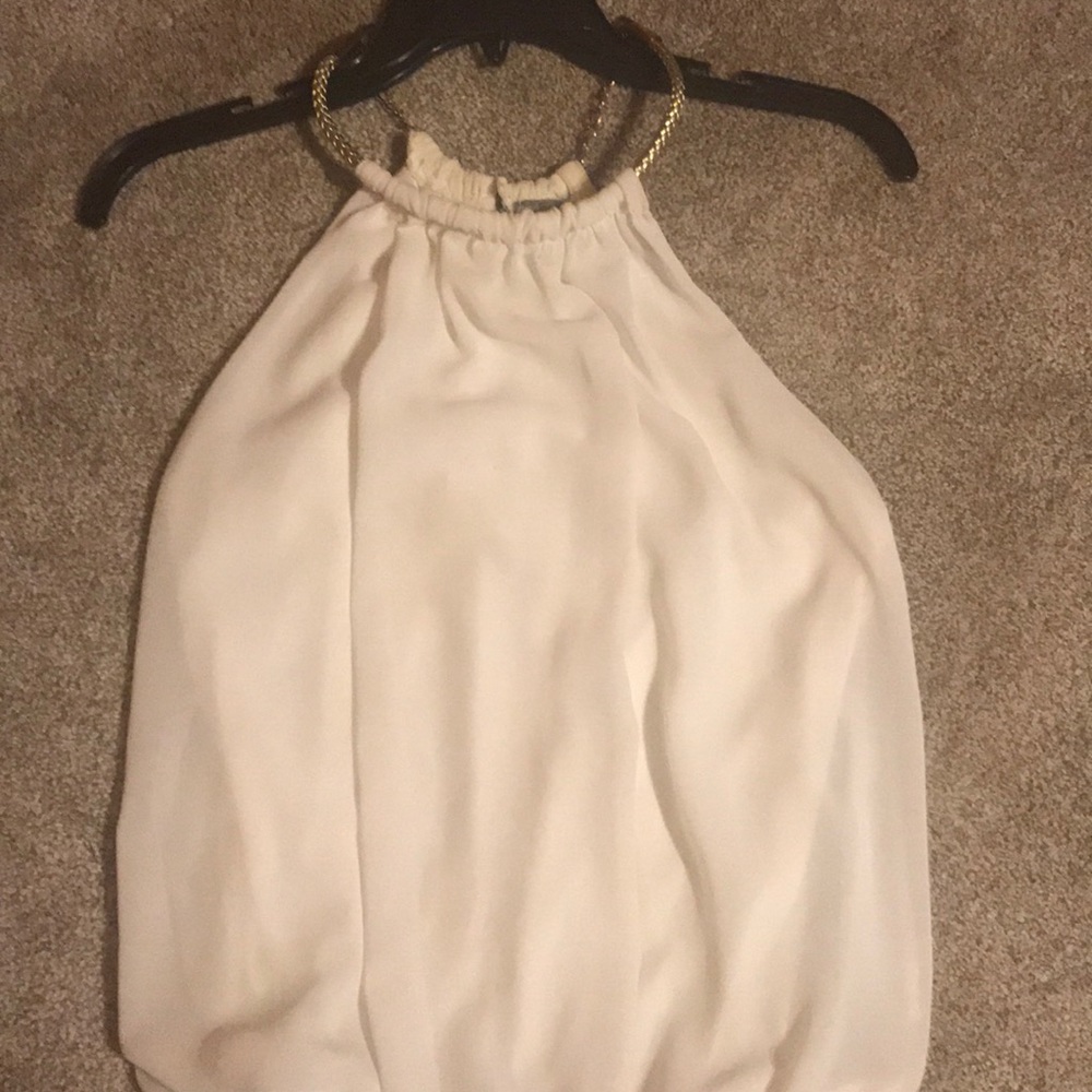 Charolette Russe gold collar strapless top